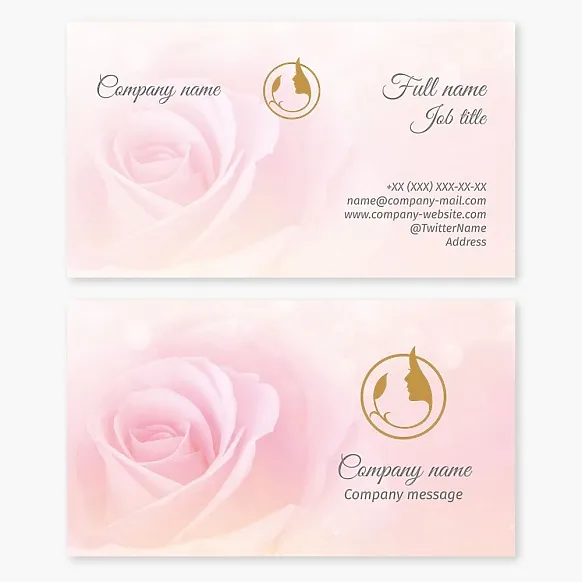Pink Rose Business card, Business card template Beauty, SPA, beauty salon