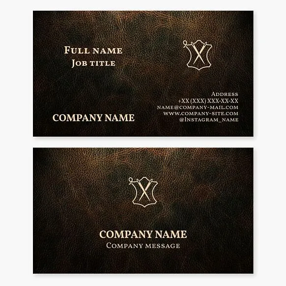 Business card template. Genuine leather goods.