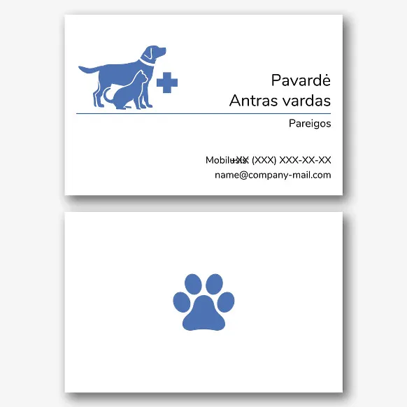Veterinarijos gydytojo vizitinės kortelės Šablonas