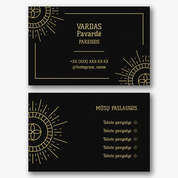 Tamsios tarologo vizitinės kortelės Šablonas 