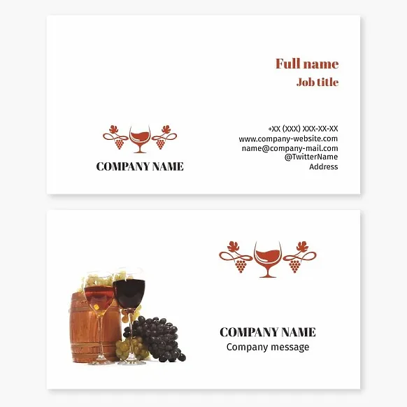 Business card template Wine, wine shop, tasting room