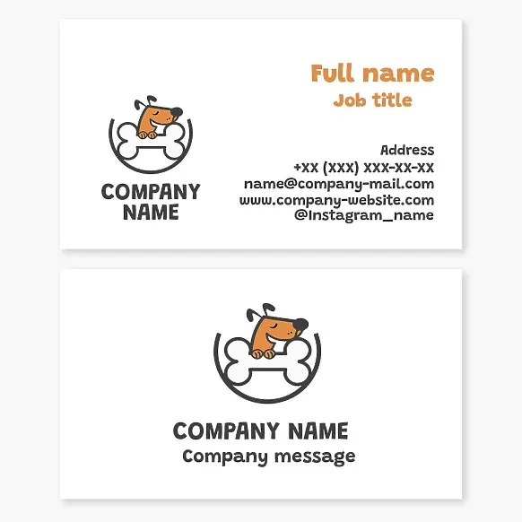 Business cards template Animal food, pet store