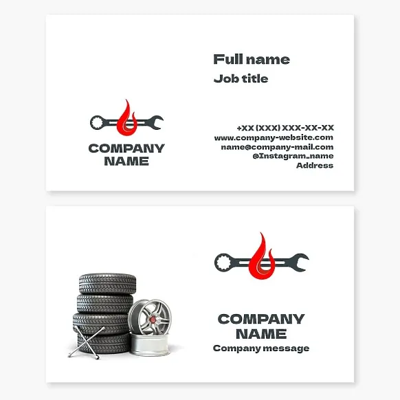 Business card template Tire service, car repair