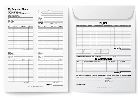 Trip Cost Report Envelope 009
