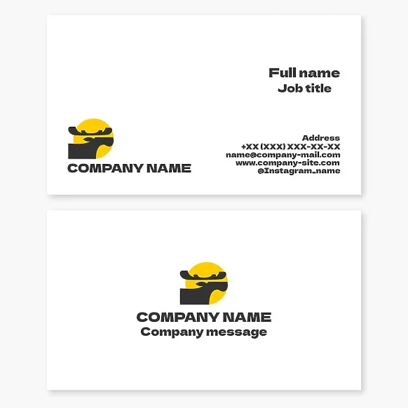 Business card template. Moose, sun. Hunters' organization.