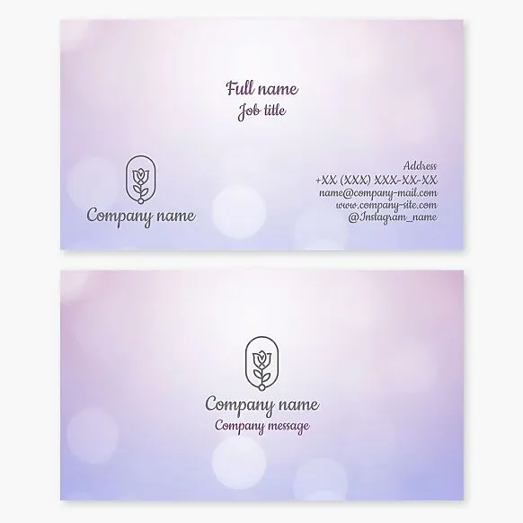 A stunning business card template with a bokeh effect. Rose, letter O. Beauty salon, cosmetics, makeup artist, stylist.