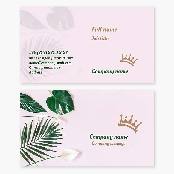 Business card template Crown, tropical plants