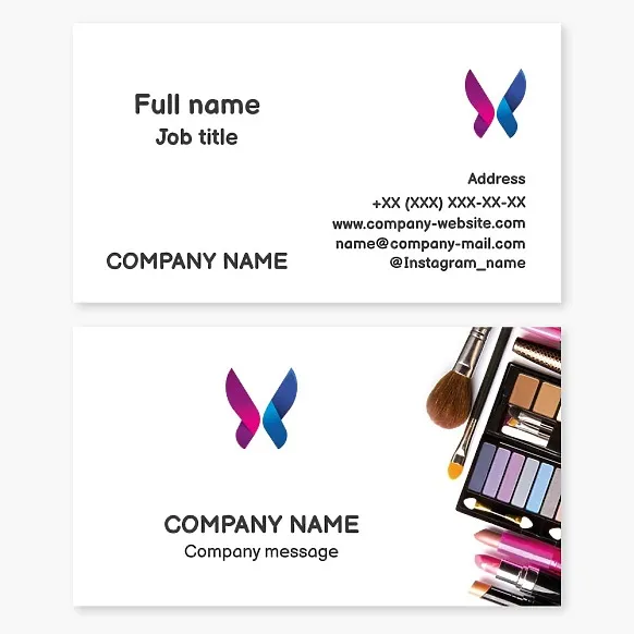 Business card template Cosmetics, makeup, butterfly, Letter X