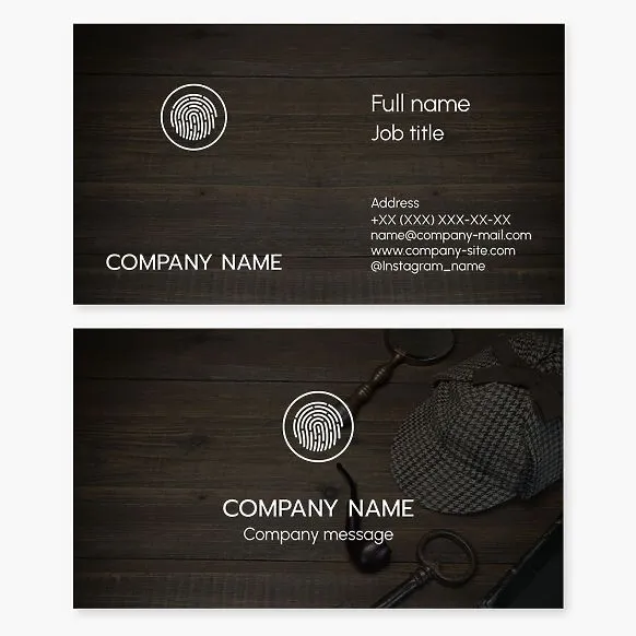Business card template. Private detective. Detective agency.