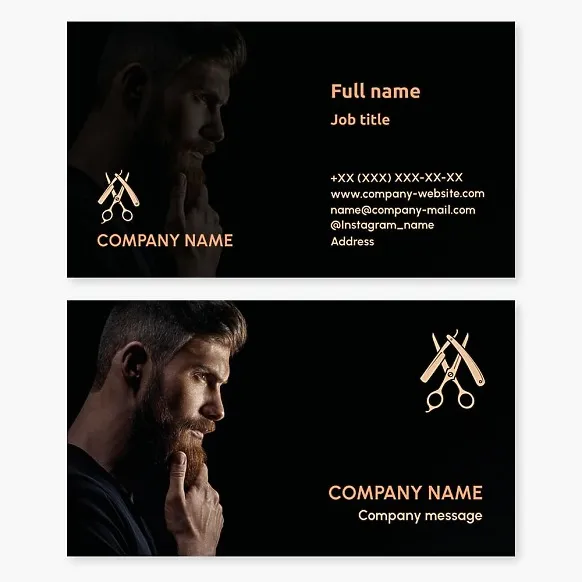 Barbershop, tools and materials for barbershop Business card template