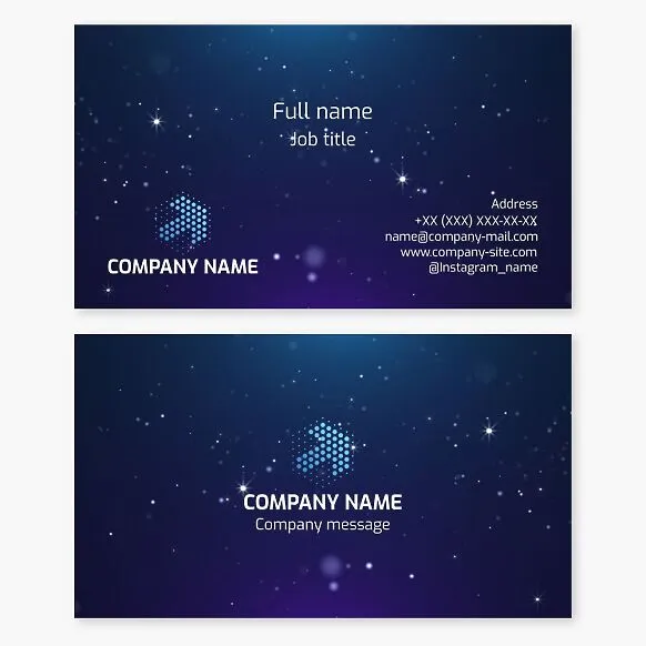 Business card template. Abstraction. Development vectors. Night sky.