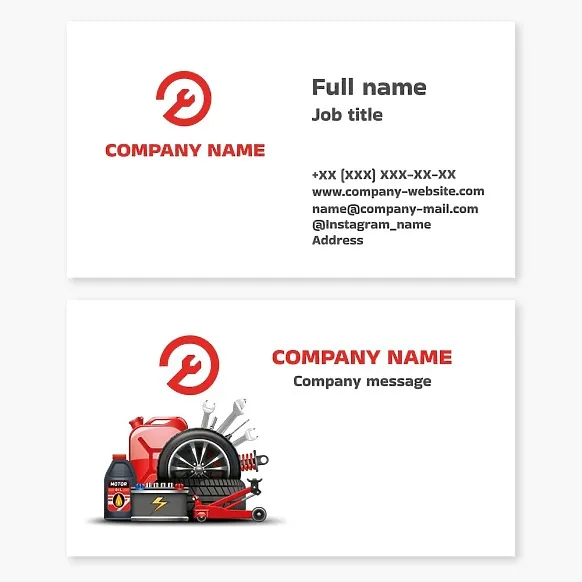 Business card template Auto repair, spare parts, Letter O