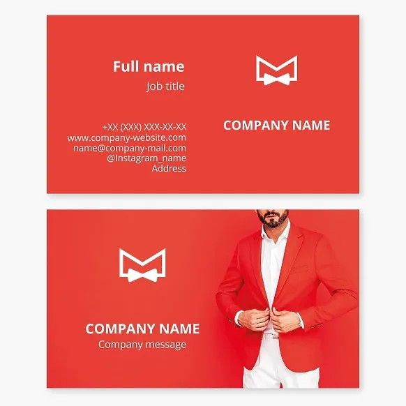 Business card template Men's clothing, men's goods, Letter M