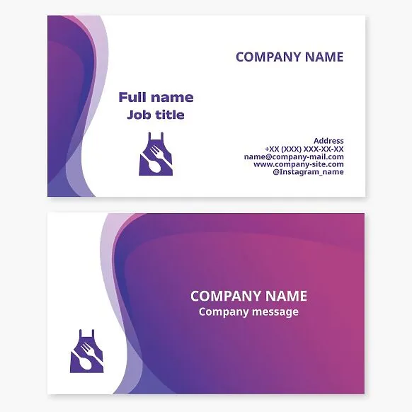 Business card template. Dining room, cafe.