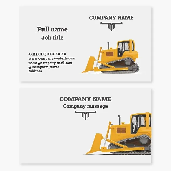 Business card template Bulldozer, Letter T