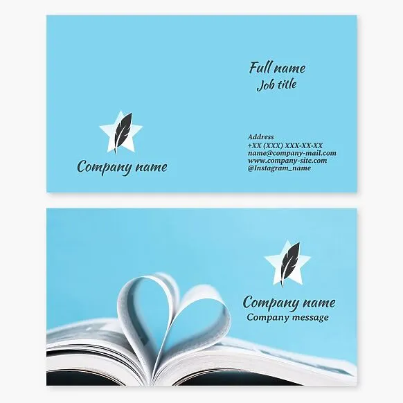 Business card template. Author-writer. Publishing house.