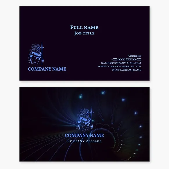 Business card template. Zeus, Jupiter. Symbol of the sky, thunder, lightning, and supreme power.