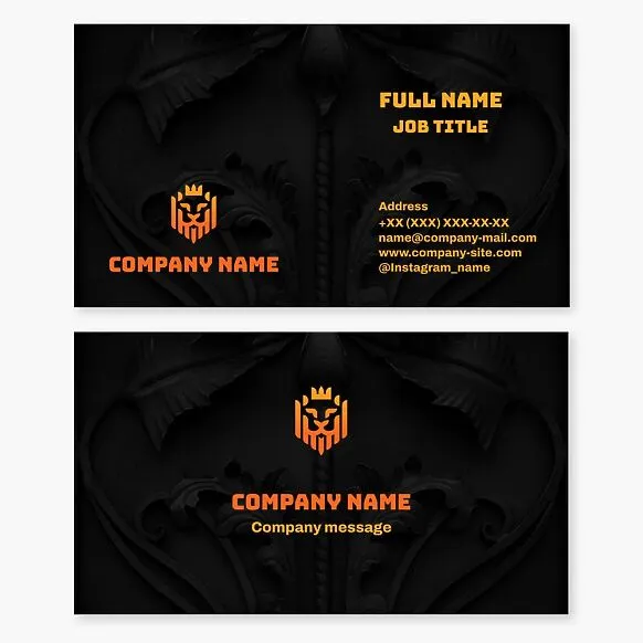 Business card template. Lion. Abstraction.