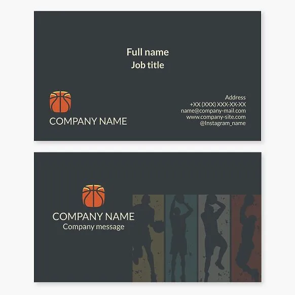 Business card template. Basketball. Coach, manager, founder, doctor. Basketball team.