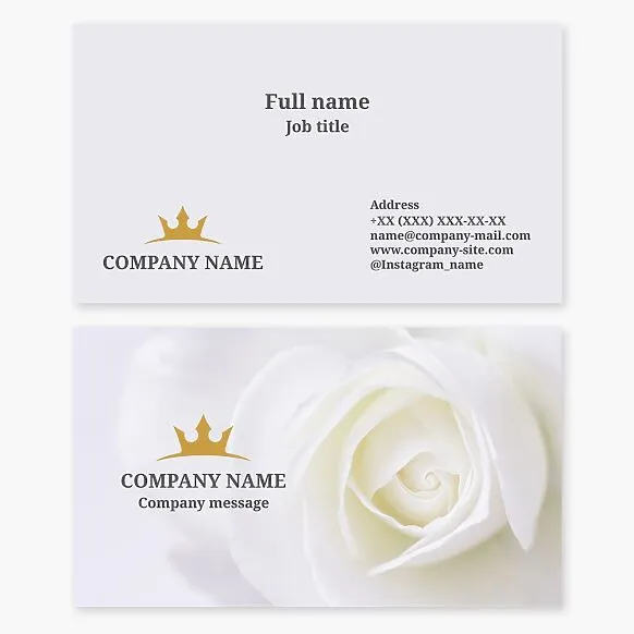 Business card template. Crown, rose. Abstract. Beauty salon. Women's brand.