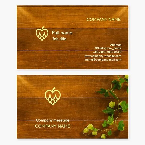 Business card template: Beer, Malt, Ingredients for beer production.