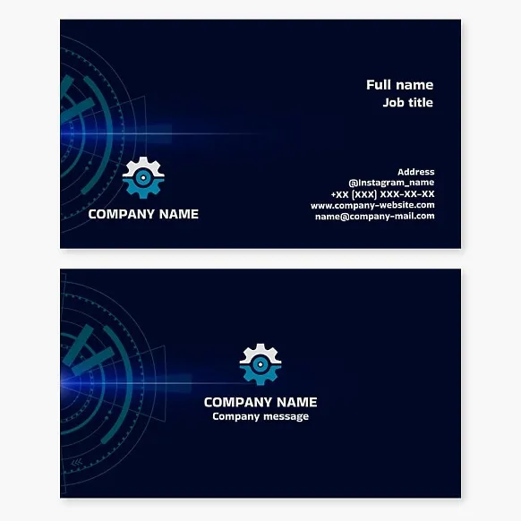 Business card template. Mechanical engineering.