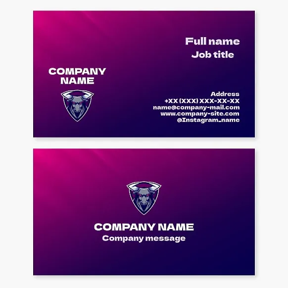 Business card template. Abstract. Bull, shield. Sports team.