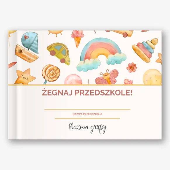Szablon książki fotograficznej z okazji ukończenia szkoły " Żegnaj przedszkole!"