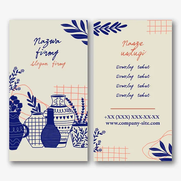 Szablon wizytówki firmy z wazonami 
