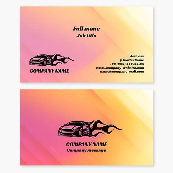 Car business card template. Sports cars.
