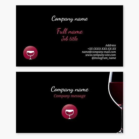 "Glass of Wine" business card template. Bar, tasting room, wine shop.