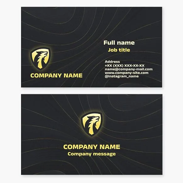 Business card template with the "Wolf and Shield" logo. Abstract. Brand. Sports team. Security company.