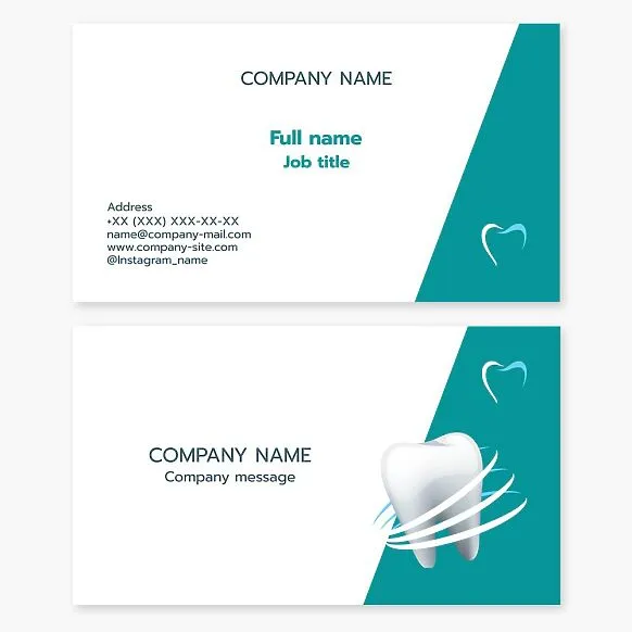 Dentist business card template. Tooth.