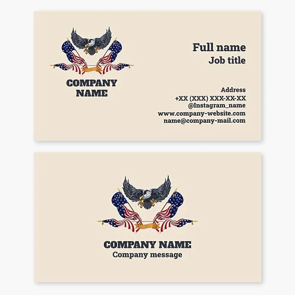 USA, patriotism, vintage style. Business card template