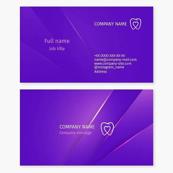 Business card template. Dentist. Tooth, heart.