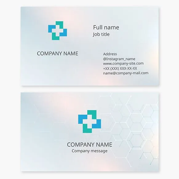 Business card template with the Medical Cross logo. Hospital, clinic, medical office.
