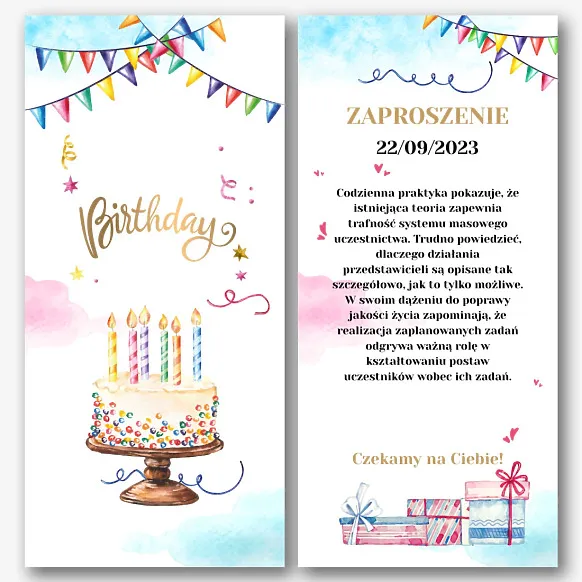 Szablon zaproszenia urodzinowego
