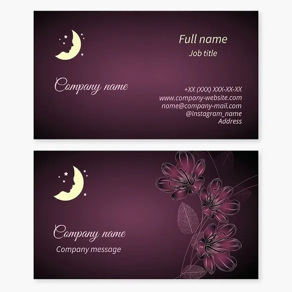 Business card template Woman, beauty, club, beauty salon, moon