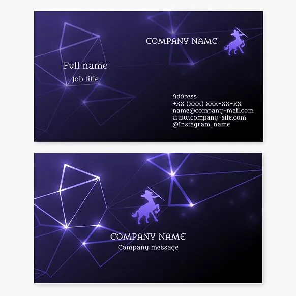 Business card template. Abstract. Centaur. Symbol of wisdom, strength, and nobility.