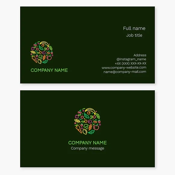 Fruits and Vegetables Business Card Template. Farm. Agrofirm.