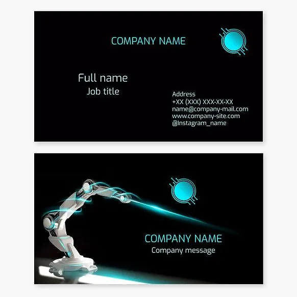 Technology business card template. Robotics. Production lines.