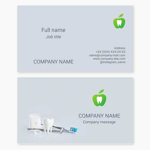 Dental clinic business card template. Apple, tooth.