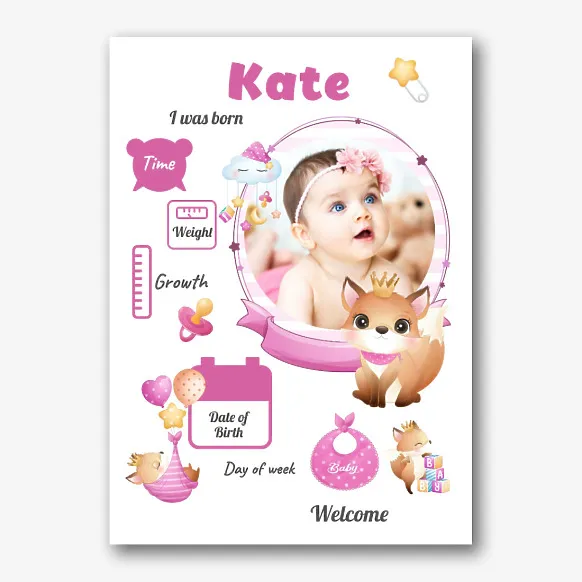 Template of a child's metric on a canvas for a daughter