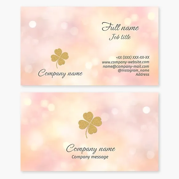 Business card template Clover, symbol of luck and prosperity, abstract