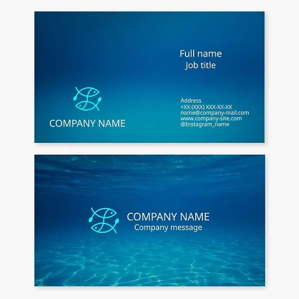 Business card template. Fish: breeding, commercial fishing, wholesale supplies.