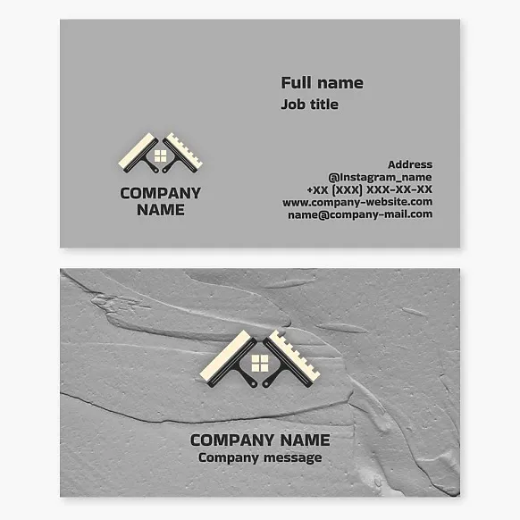 Business card template. Plaster work in the interior. Plasterer.