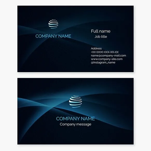 Business card template with a planet or sphere logo. Abstract. Letter O.