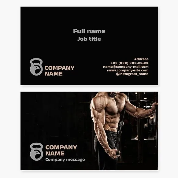 Business card template. Fitness center. Gym.