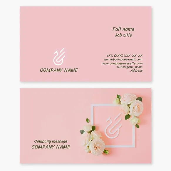 Business card template. Lebel, raising his wings. Women's style, beauty, flowers. Beauty salon.