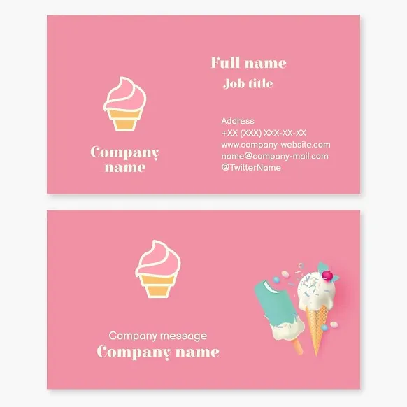 Business card template in vintage style Ice cream